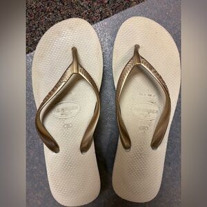 Havaianas Women's Flip Flops in Metallic Bronze Straps